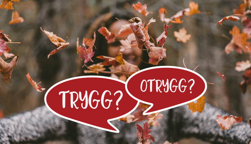 Bild med texten: Trygg? Otrygg?